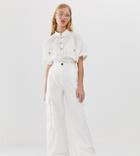 Monki Wide Leg Cargo Pants In White - Beige