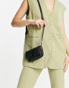 Asos Design Quilted Detail Mini Cross-body Bag With Adjustable Strap In Black