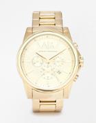 Armani Exchange Chronograph Gold Stainless Steel Strap Watch Ax2099 - Gold