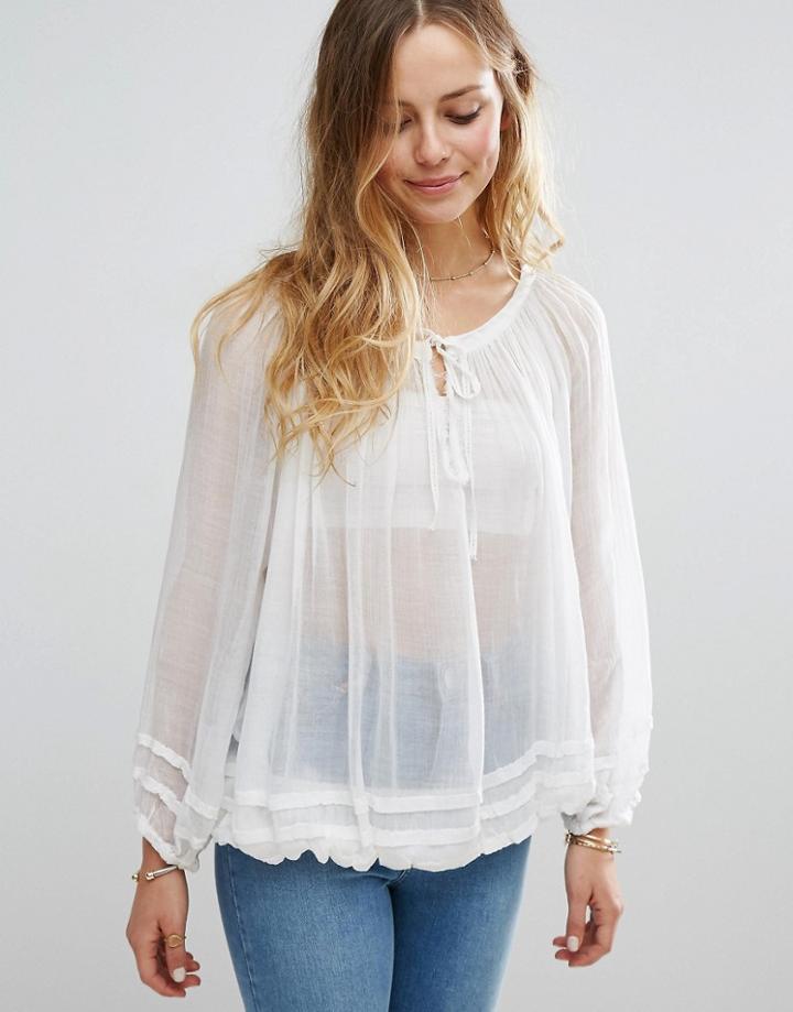 Raga Summer Fling Sheer Blouse - White