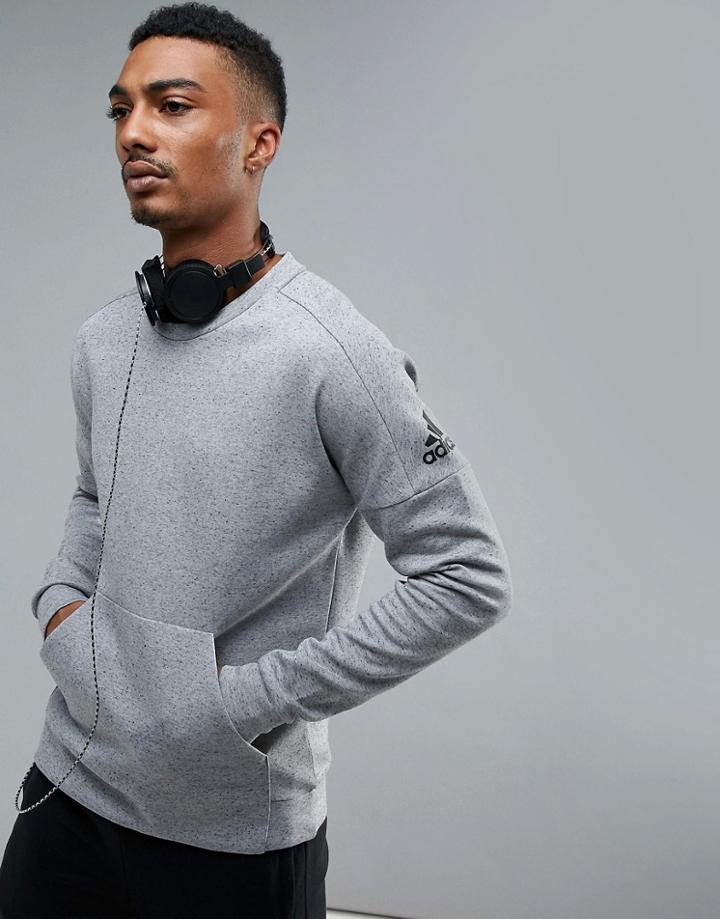 Adidas Athletics Stadium Crewneck Sweater In Gray Cf2404 - Gray