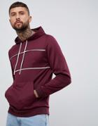 Asos Design Retro Track Hoodie With Piping In Burgundy - Red