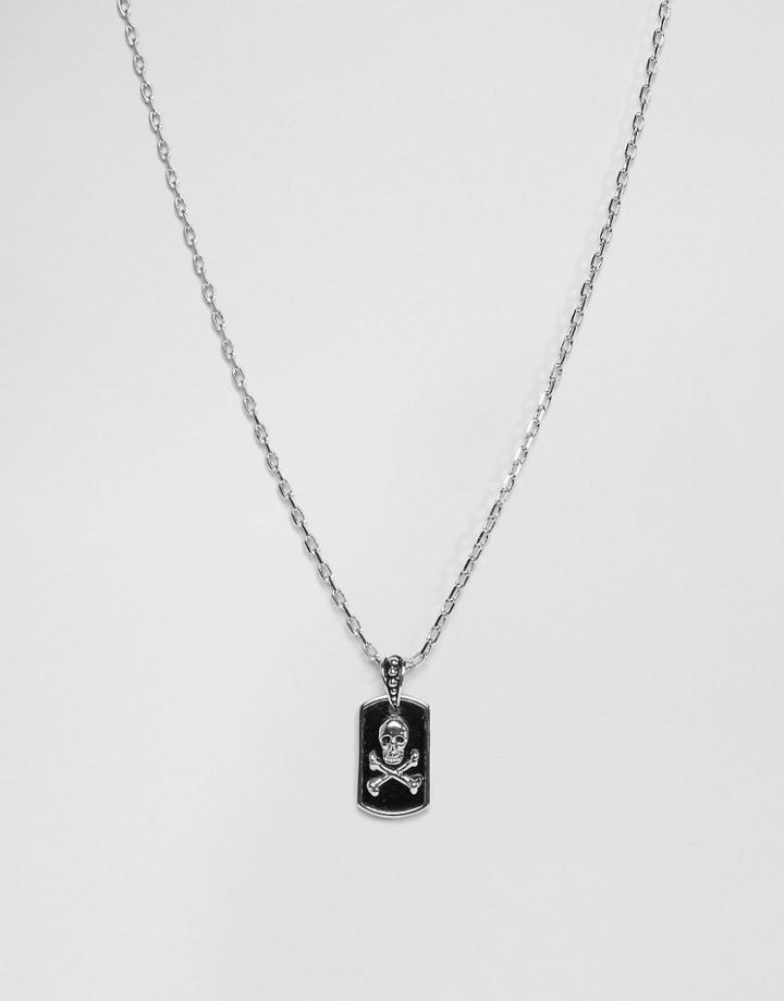 Rebel Heritage Skull Dogtag Necklace In Silver - Silver