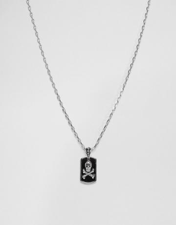Rebel Heritage Skull Dogtag Necklace In Silver - Silver