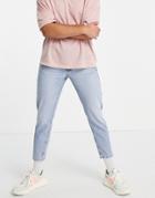 Asos Design Classic Rigid Jeans In 'less Thirsty' Vintage Light Wash Blue-blues