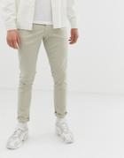Selected Homme Skinny Fit Stretch Chinos In Off White - Cream