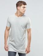 Asos Super Longline T-shirt In Tonal Acid Wash With Contrast Hem - Gray