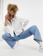 Weekday Gwen Cotton Poplin Cropped Shirt In White - White