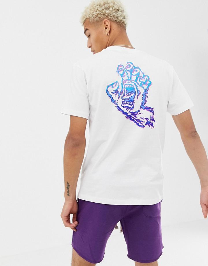Santa Cruz Throw Down Hand Back Print T-shirt In White - Black