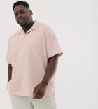 Asos Design Plus Relaxed Boxy Seersucker Shirt With Revere Collar In Orange