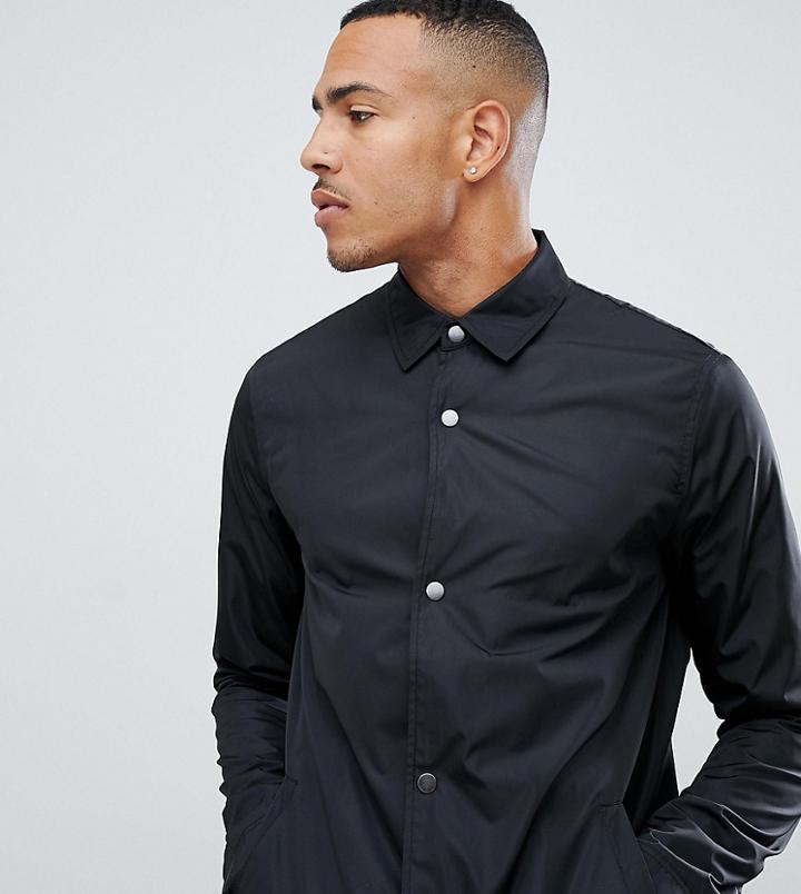 Asos Design Tall Coach Jacket In Black - Black