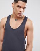 Asos Design Tank With Extreme Racer Back In Gray - Blue