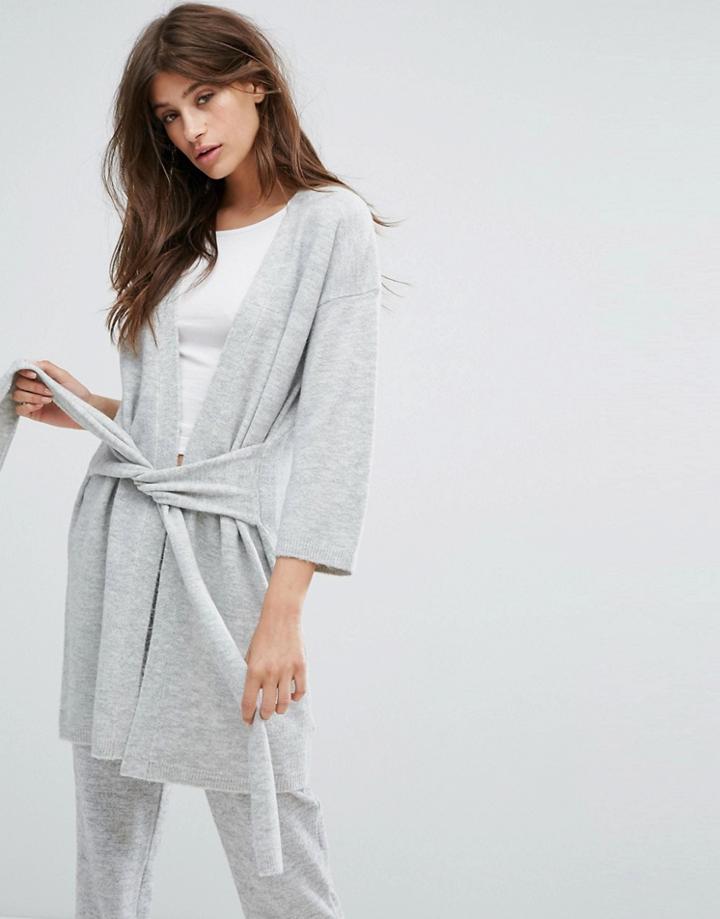 Micha Lounge Tie Front Cardigan - Gray