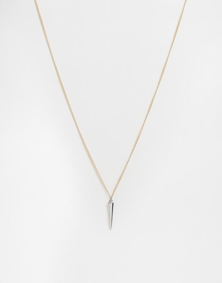Asos Spike Long Pendant Necklace - Mixed Metal