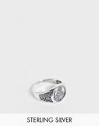 Asos Design Sterling Silver Sovereign Ring With St Christopher - Silver
