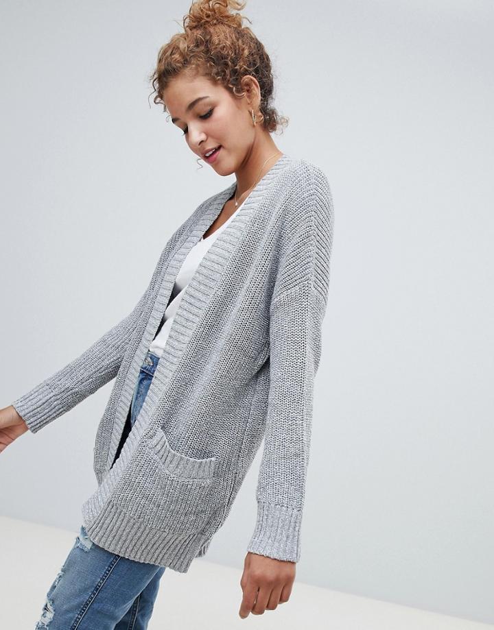 Hollister Shaker Open Knit Cardigan - Gray