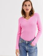 Gianni Feraud V-neck Knit Sweater In Pink