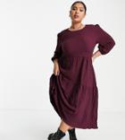 Urban Threads Plus Volume Sleeve Midi Dress-purple