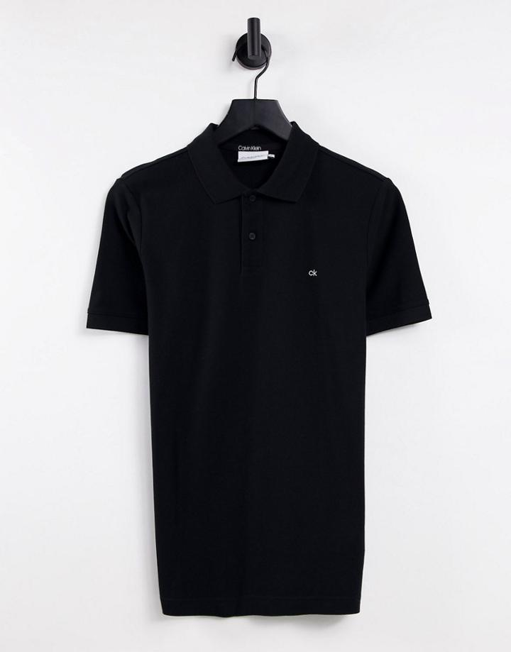Calvin Klein Refined Pique Slim Fit Polo In Black