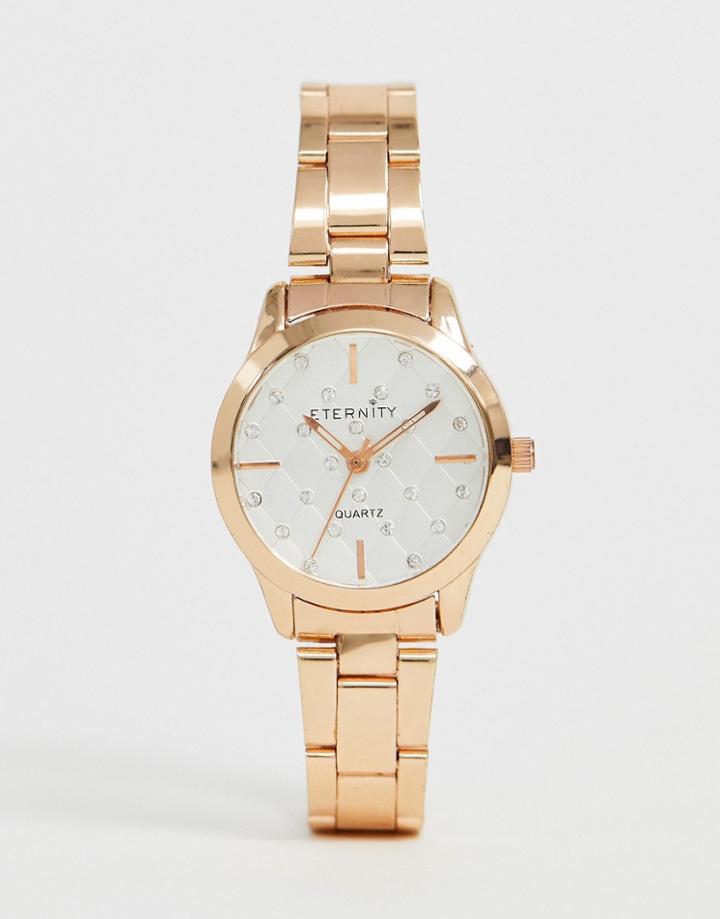 Eternity Ladies Swarovski Set Watch In Rose Gold - Pink
