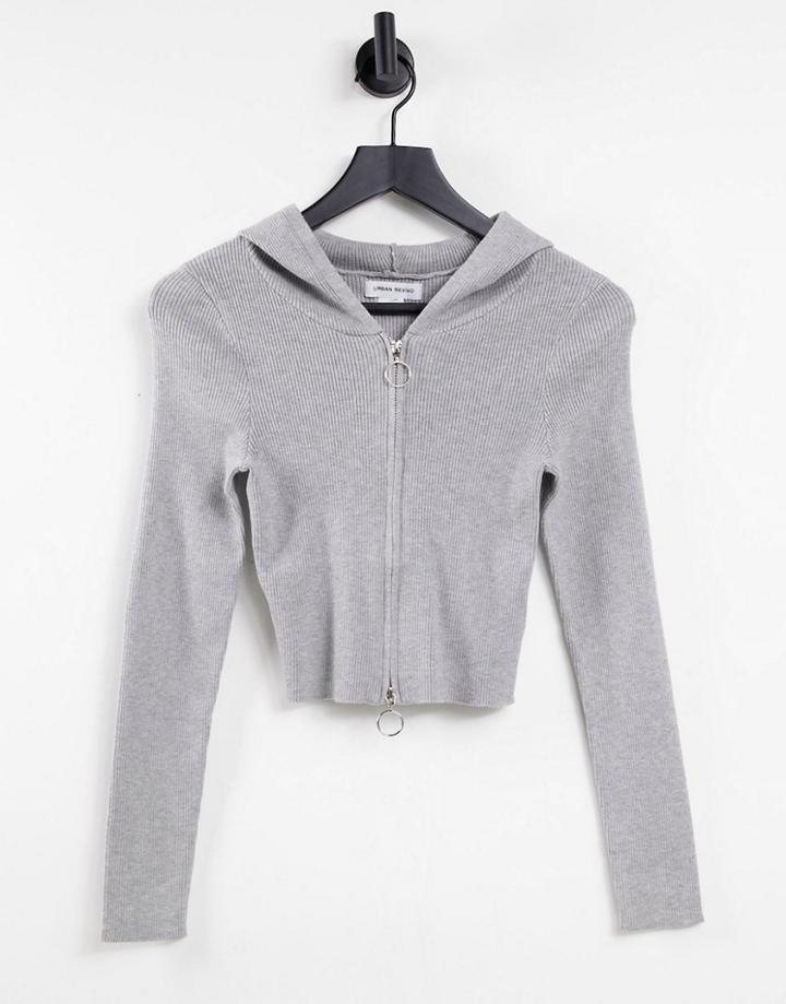 Urban Revivo Zip Front Hoodie In Gray