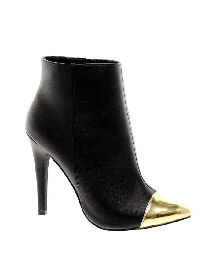 Asos Arrow Point Ankle Boots With Toecap - Black