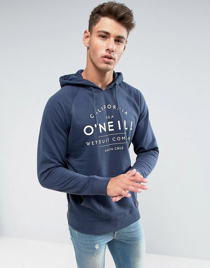 O'neill Logo Hoodie In Navy - Navy