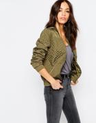 J.d.y Quilted Bomber Jacket - Ivy Green