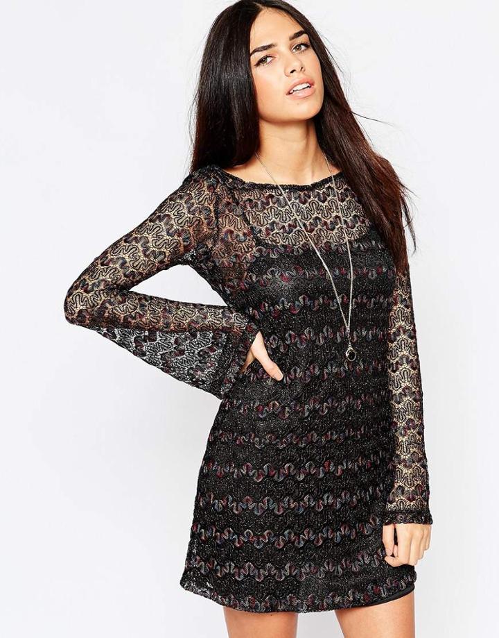 Motel Smokey Jacquard Dress - Black Mix