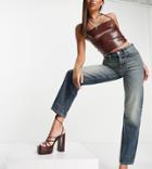 Asyou Straight Jean In Dirty Wash-blue