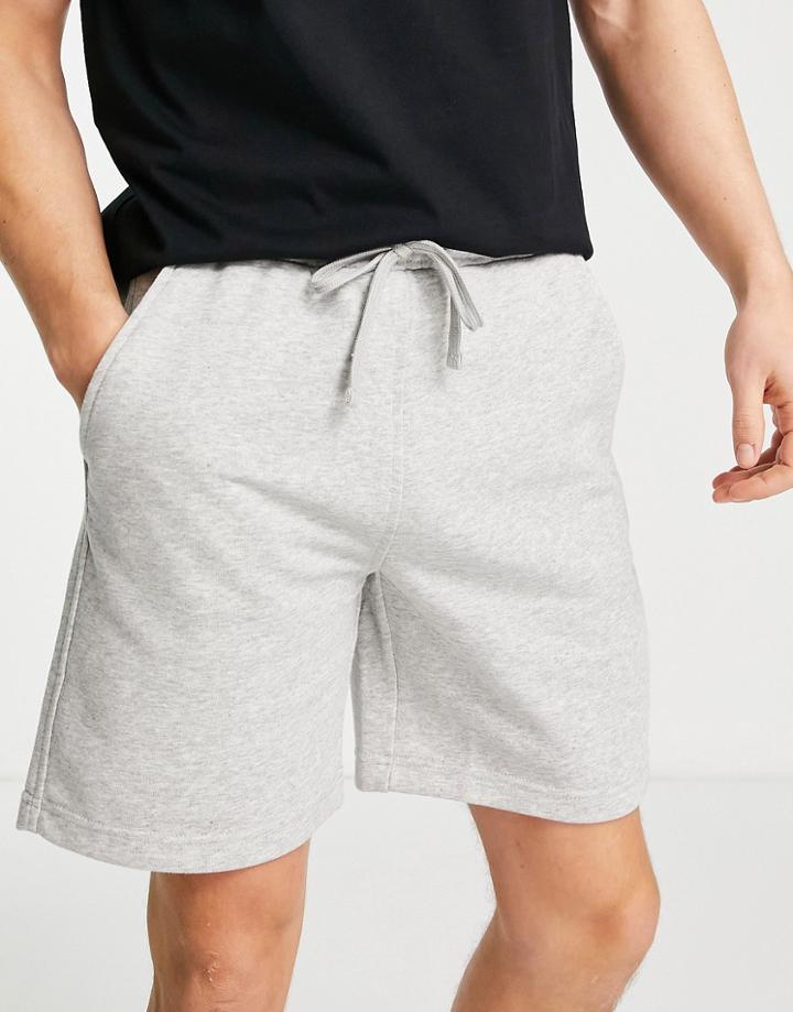 Pull & Bear Basic Jersey Shorts In White-gray