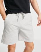 Pull & Bear Basic Jersey Shorts In White-gray