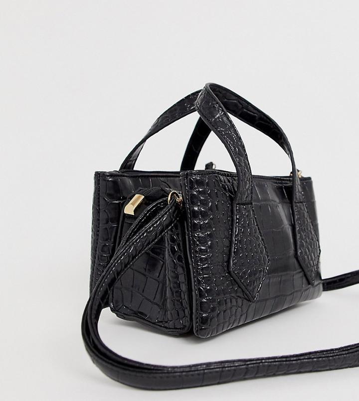 Glamorous Mock Croc Triple Compartment Crossbody Bag