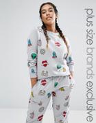 Daisy Street Plus Co-ord Novelty Sweatshirt - Multi