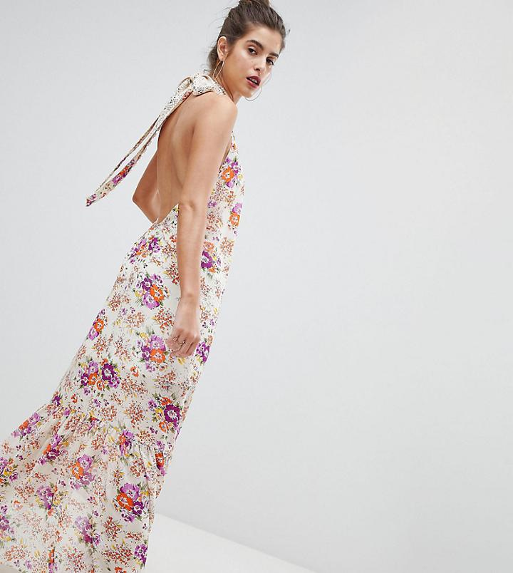 Reclaimed Vintage Inspired High Neck Floral Maxi Dress - Multi