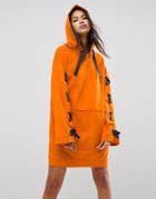 Asos Hoodie Sweat Dress With Tie Details - Orange