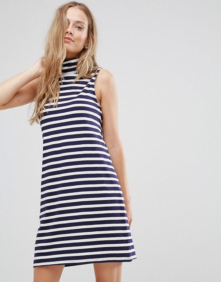 Vila High Neck Striped Dress - Multi