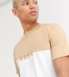 Asos Design Tall Color Block T-shirt With Japanese Chest Print-white