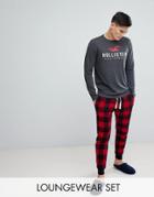 Hollister Check Joggers Sleep Set In Red - Red