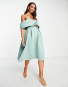Asos Design 2 Piece Midi Prom Dress In Frosted Sage-green