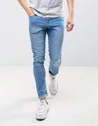 Ldn Dnm Spray On Jeans With Knee Rips - Blue