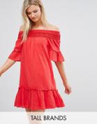 Vero Moda Tall Off The Shoulder Dress - Red