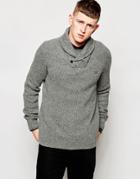 Fred Perry Sweater With Fishermans Knit And Shawl Collar - Graphite Marl