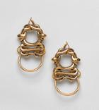 Regal Rose 18k Gold Plated Twisted Snake Statement Earrings - Gold