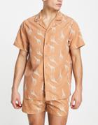 South Beach Beach Shirt In Giraffe Print-brown