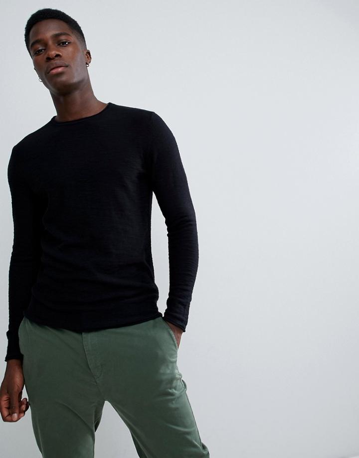 Troy Textured Crew Neck Sweater - Gray