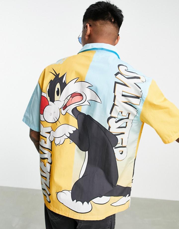 Bershka Coordinating Sylvester Print Shirt In Yellow