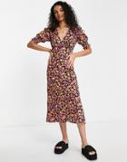 Influence Midi Dress In Multi Floral Print