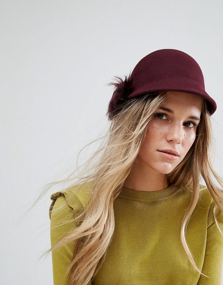 Ted Baker Felt Hat With Faux Fur Pompom - Red