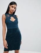 Lipsy Sequin Key Hole Dress - Green